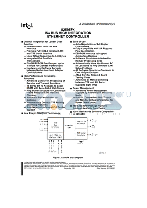 82595FX datasheet - ISA BUS HIGH INTEGRATION ETHERNET CONTROLLER