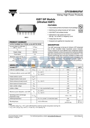 CPV364M4UPBF datasheet - IGBT SIP Module (Ultrafast IGBT)