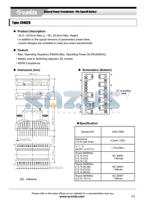 ER4029 datasheet - General Power Transformer