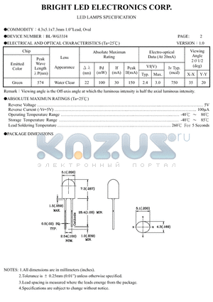 BL-WG33J4 datasheet - LED LAMPS SPECIFICATION