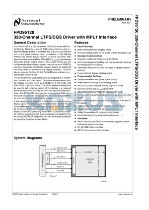 FPD95120 datasheet - 320-Channel LTPS/CGS Driver with MPL1 Interface