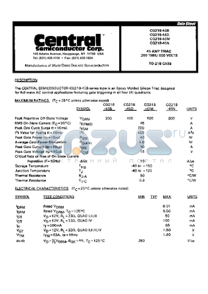 CQ218-45B datasheet - 45 AMP TRIAC
