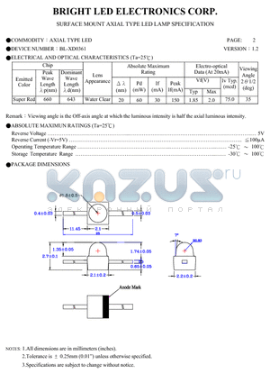 BL-XD0361 datasheet - SURFACE MOUNT AXIAL TYPE LED LAMPS SPECIFICATION