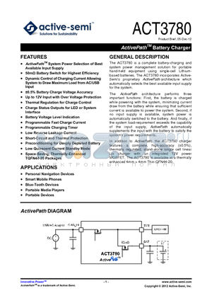 ACT3780QY410-T datasheet - ActivePath Battery Charger