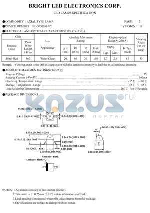 BL-XD0361-TR7 datasheet - AXIAL TYPE LED LAMPS SPECIFICATION