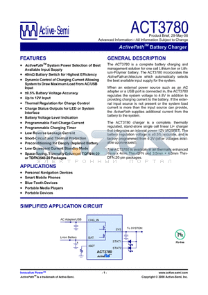 ACT3780 datasheet - ActivePath Battery Charger