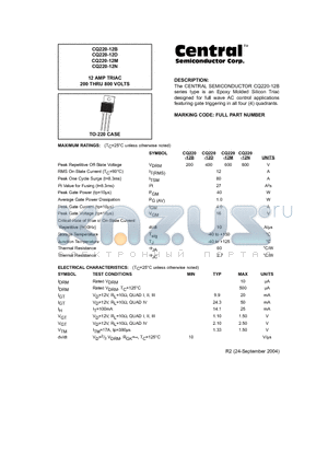 CQ220-12D datasheet - 12 AMP TRIAC
