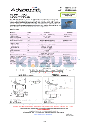 ACT3A11VT datasheet - a range of TC/ VCTCXOs