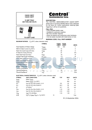 CQ220-12MFP datasheet - 12 AMP TRIAC 600 THRU 800 VOLTS