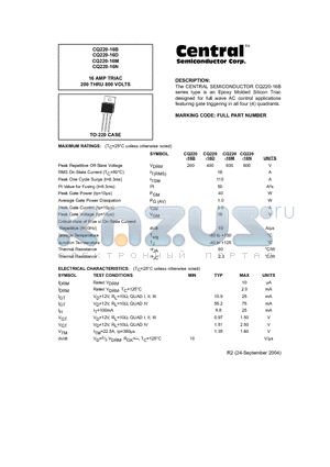 CQ220-16 datasheet - 16 AMP TRIAC 200 THRU 800 VOLTS