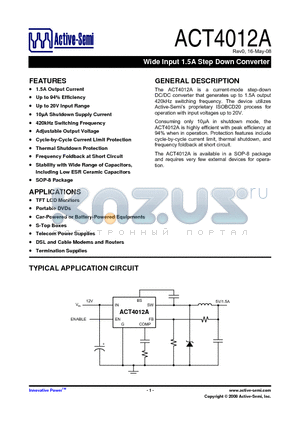 ACT4012A_08 datasheet - Wide Input 1.5A Step Down Converter