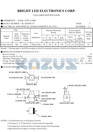 BL-XG0361-TR7 datasheet - AXIAL TYPE LED LAMPS SPECIFICATION