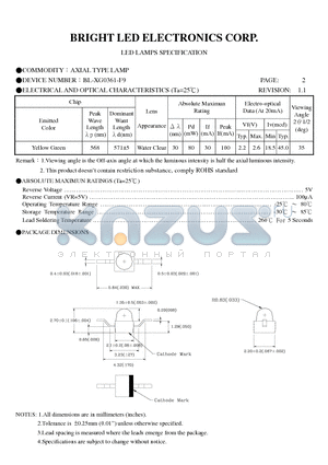 BL-XG0361-TR9 datasheet - AXIAL TYPE LED LAMPS SPECIFICATION