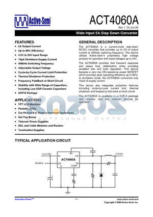 ACT4060A datasheet - Wide Input 2A Step Down Converter