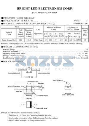 BL-XJB361-TR9 datasheet - AXIAL TYPE LED LAMPS SPECIFICATION