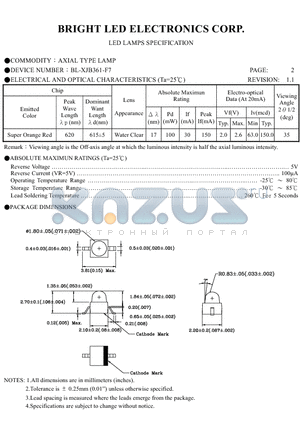 BL-XJB361-TR7 datasheet - AXIAL TYPE LED LAMPS SPECIFICATION