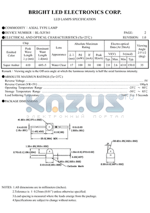 BL-XJF361 datasheet - AXIAL TYPE LED LAMPS SPECIFICATION