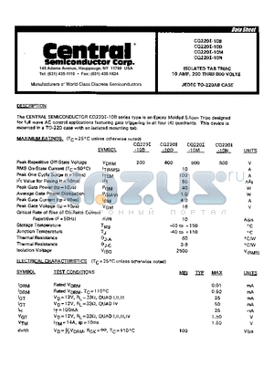 CQ220I-10B datasheet - ISOLATED TAB TRIAC 10 AMP