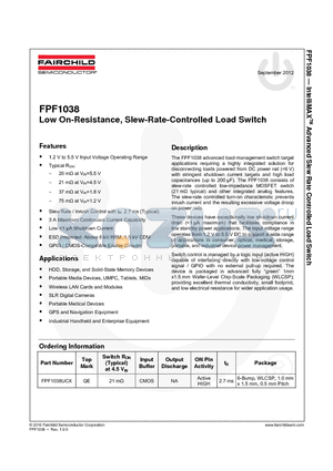 FPF1038 datasheet - Low On-Resistance, Slew-Rate-Controlled Load Switch