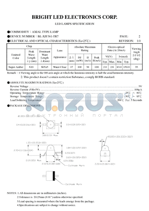 BL-XJF361-TR7 datasheet - AXIAL TYPE LED LAMPS SPECIFICATION