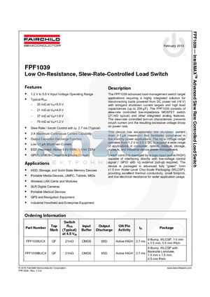 FPF1039BUCX datasheet - Low On-Resistance, Slew-Rate-Controlled Load Switch