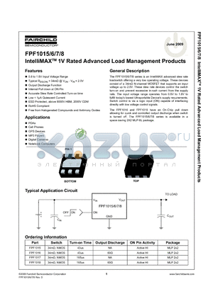 FPF1017 datasheet - IntelliMAX 1V Rated Advanced Load Management Products