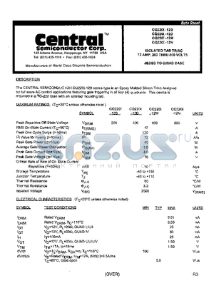 CQ220I-12M datasheet - ISOLATED TAB TRIAC 12 AMP