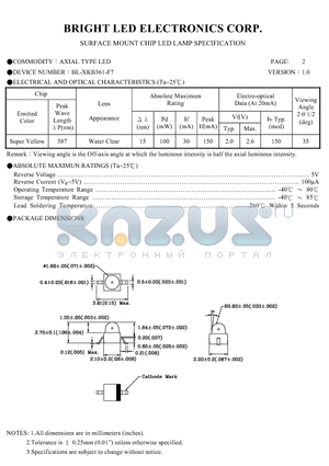 BL-XKB361-TR7 datasheet - SURFACE MOUNT CHIP LED LAMPS SPECIFICATION