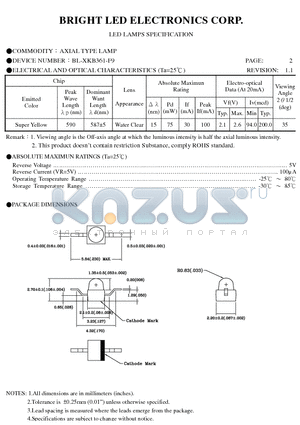 BL-XKB361-TR9 datasheet - AXIAL TYPE LED LAMPS SPECIFICATION