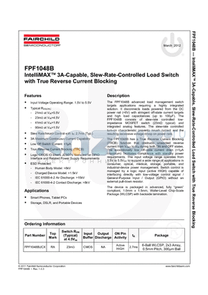 FPF1048 datasheet - IntelliMAX 3A-Capable, Slew-Rate-Controlled Load Switch with True Reverse Current Blocking