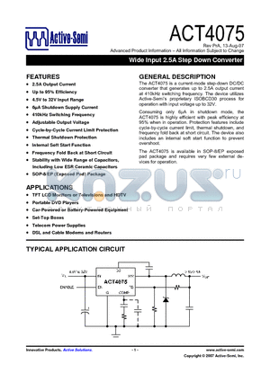 ACT4075YH-T datasheet - Wide Input 2.5A Step Down Converter