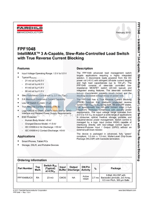 FPF1048_13 datasheet - IntelliMAX 3 A-Capable, Slew-Rate-Controlled Load Switch with True Reverse Current Blocking