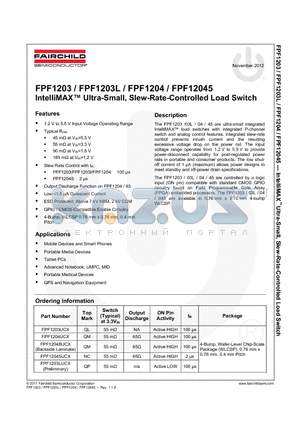 FPF1203 datasheet - IntelliMAX Ultra-Small, Slew-Rate-Controlled Load Switch