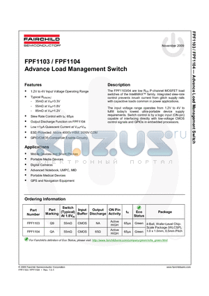 FPF1103 datasheet - Advance Load Management Switch