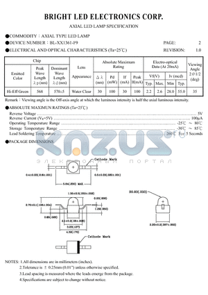 BL-XX1361-TR9 datasheet - AXIAL TYPE LED LAMPS SPECIFICATION