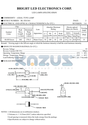 BL-XX1361 datasheet - LED LAMPS SPECIFICATION