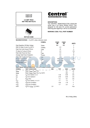 CQ223-2M datasheet - 2.0 AMP TRIAC 600 THRU 800 VOLTS