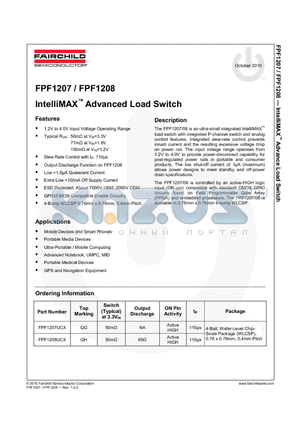 FPF1207UCX datasheet - IntelliMAXAdvanced Load Switch