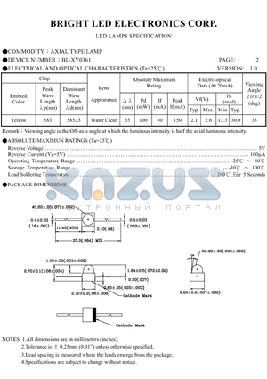 BL-XY0361 datasheet - AXIAL TYPE LED LAMPS SPECIFICATION