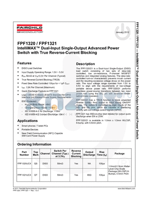 FPF1320UCX datasheet - IntelliMAX Dual-Input Single-Output Advanced Power Switch with True Reverse-Current Blocking