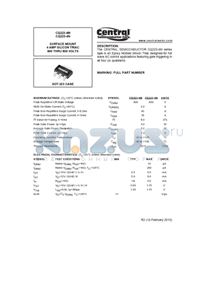 CQ223-4N datasheet - SURFACE MOUNT 4 AMP SILICON TRIAC 600 THRU 800 VOLTS