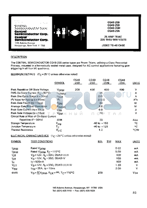 CQ48-25N datasheet - 25 AMP TRIAC 200 THRU 800 VOLTS