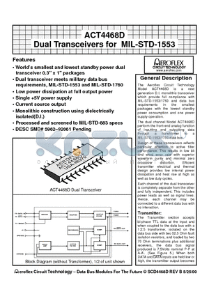 ACT4468D datasheet - ACT4468D Dual Transceivers for MIL-STD-1553