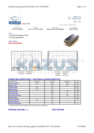 827-IF70.0M-M datasheet - Base Station & Repeater