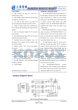 BL0952A datasheet - Three-phase Active Energy Meter