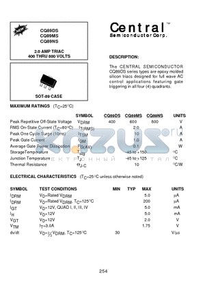 CQ89MS datasheet - 2.0 AMP TRIAC 400 THRU 800 VOLTS