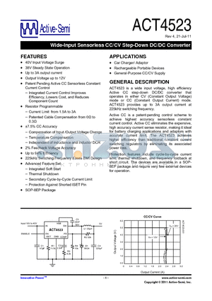 ACT4523 datasheet - Wide-Input Sensorless CC/CV Step-Down DC/DC Converter