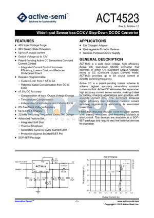 ACT4523 datasheet - Wide-Input Sensorless CC/CV Step-Down DC/DC Converter