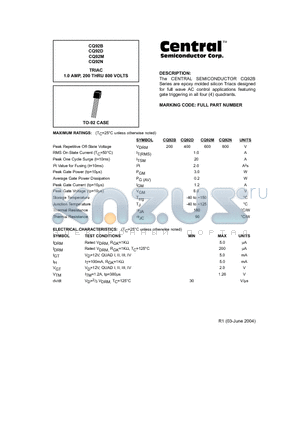 CQ92B datasheet - epoxy molded silicon Triacs