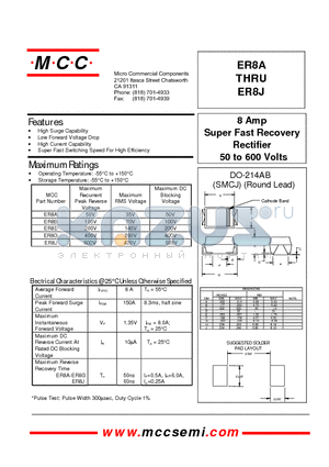 ER8D datasheet - 8 Amp Super Fast Recovery Rectifier 50 to 600 Volts